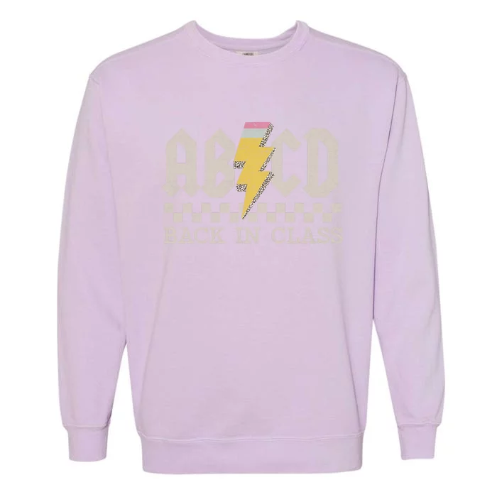 Retro Teacher Abcd Back To School Back In Class Rock Garment-Dyed Sweatshirt