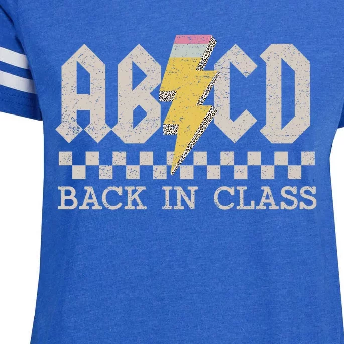 Retro Teacher Abcd Back To School Back In Class Rock Enza Ladies Jersey Football T-Shirt