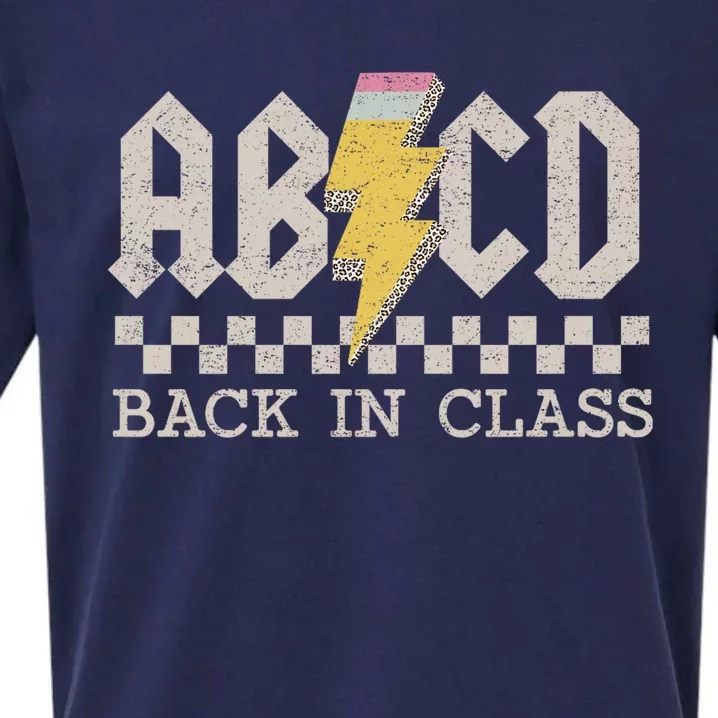 Retro Teacher Abcd Back To School Back In Class Rock Sueded Cloud Jersey T-Shirt