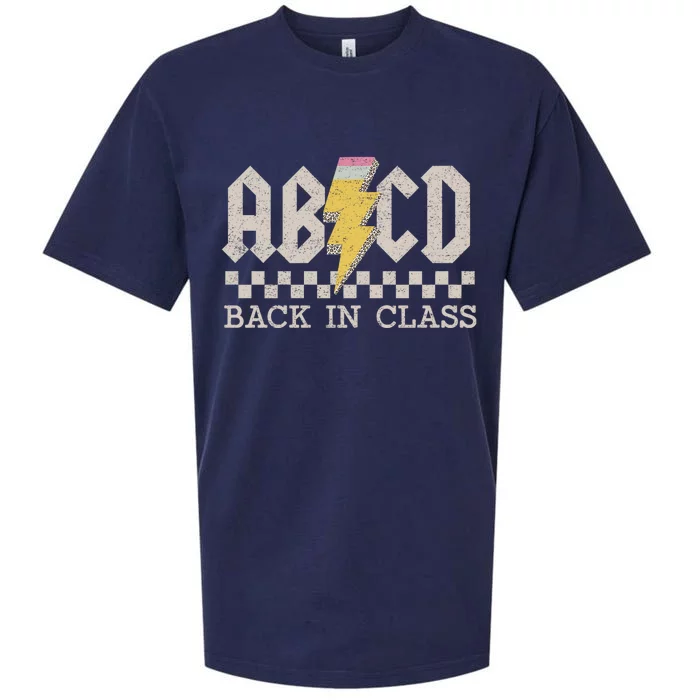 Retro Teacher Abcd Back To School Back In Class Rock Sueded Cloud Jersey T-Shirt