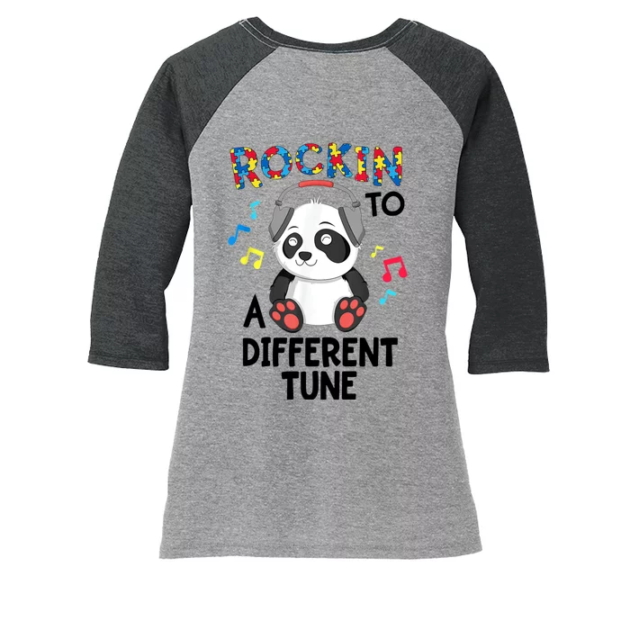 Rockin To A Different Tune Autism Awarness Women's Tri-Blend 3/4-Sleeve Raglan Shirt