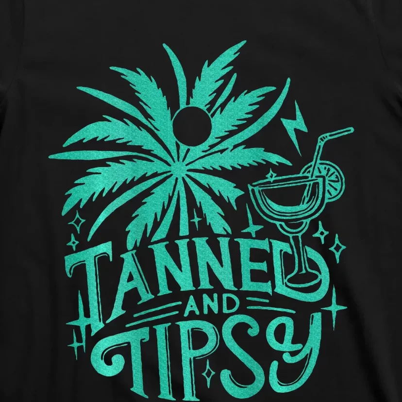 Retro Tanned And Tipsy Beach Summer Vacation T-Shirt