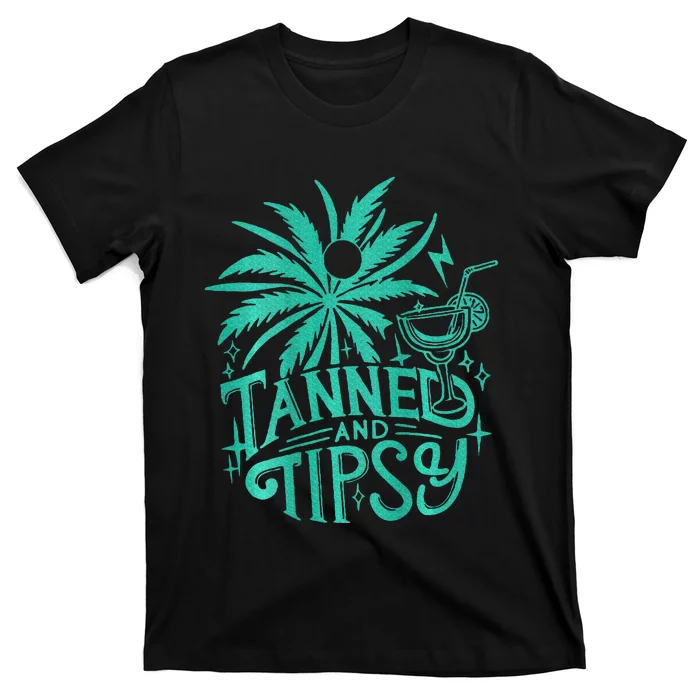 Retro Tanned And Tipsy Beach Summer Vacation T-Shirt