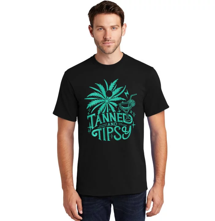 Retro Tanned And Tipsy Beach Summer Vacation Tall T-Shirt