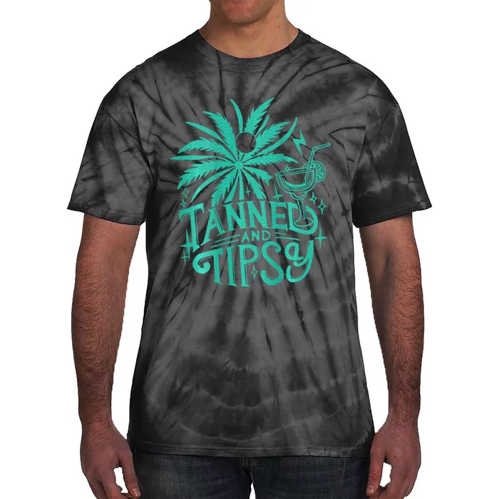 Retro Tanned And Tipsy Beach Summer Vacation Tie-Dye T-Shirt