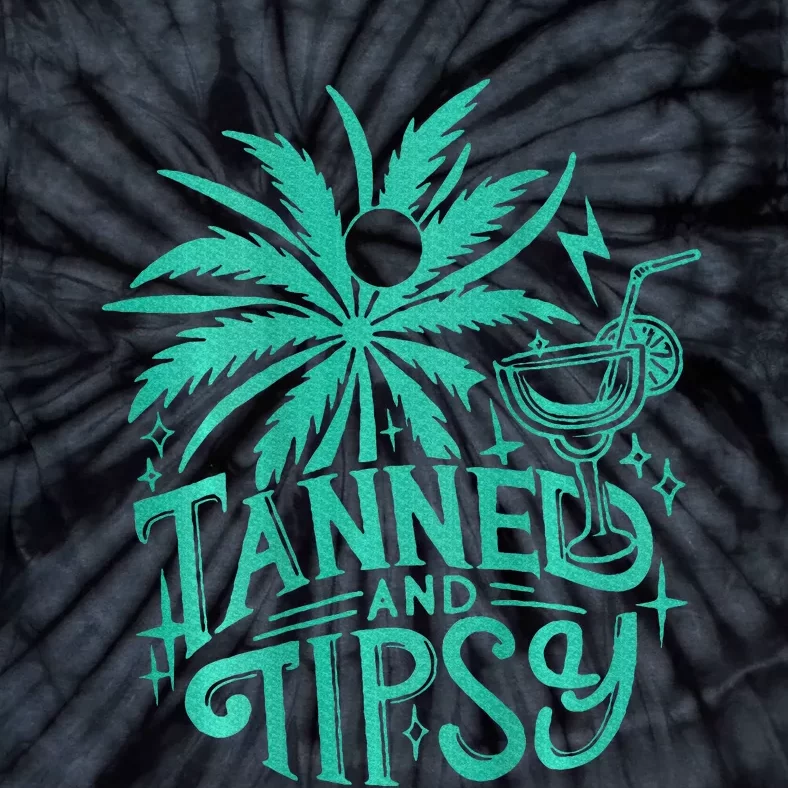 Retro Tanned And Tipsy Beach Summer Vacation Tie-Dye T-Shirt