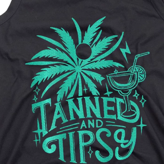 Retro Tanned And Tipsy Beach Summer Vacation Tank Top