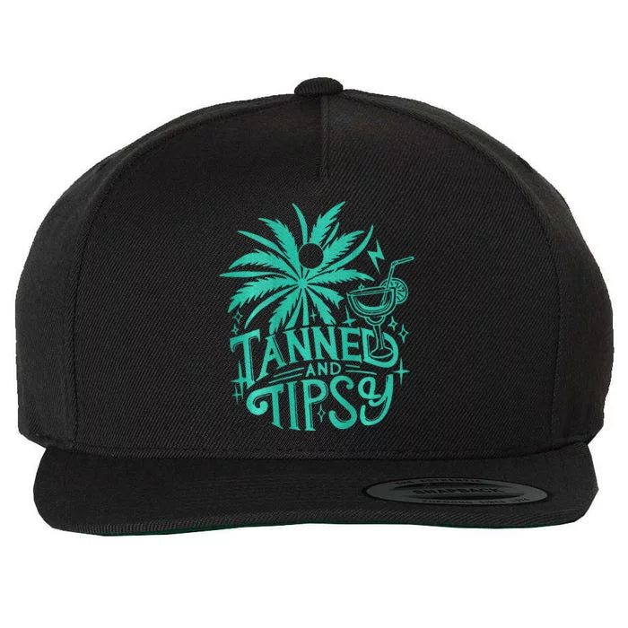 Retro Tanned And Tipsy Beach Summer Vacation Wool Snapback Cap