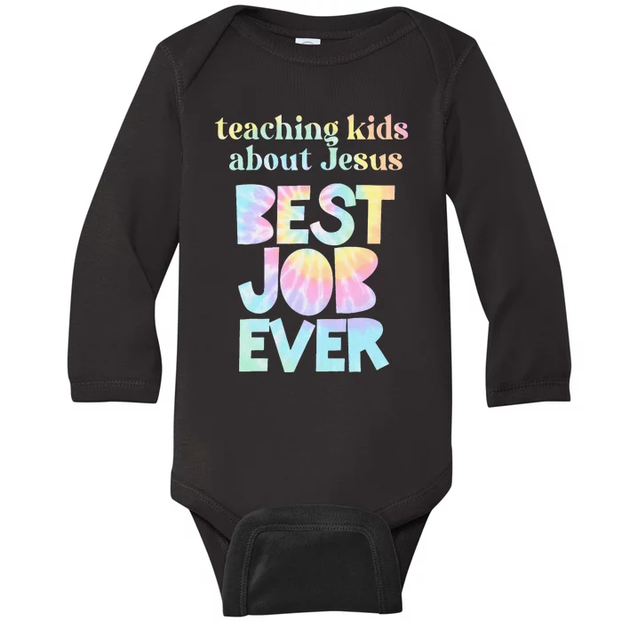 Retro Teaching About Jesus is the Best Job Ever Tie Dye Baby Long Sleeve Bodysuit