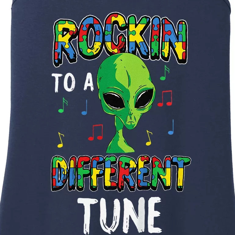 Rocking To A Different Tune Autism Awareness Alien Gift Ladies Essential Tank