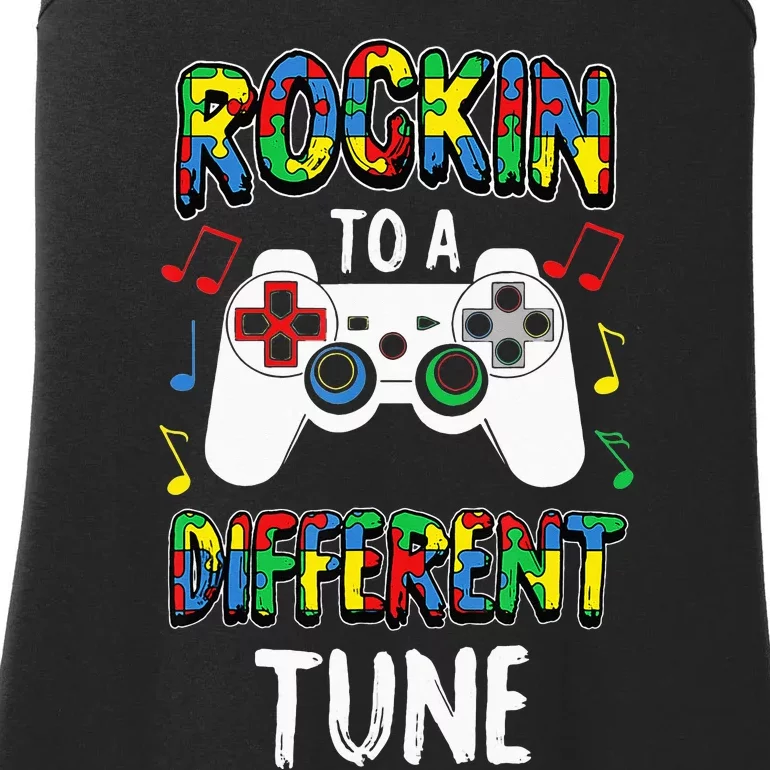 Rocking To A Different Tune Autism Awareness Gamer Ladies Essential Tank