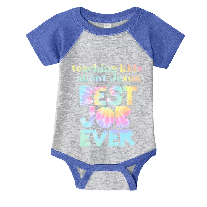 Retro Teaching About Jesus is the Best Job Ever Tie Dye Infant Baby Jersey Bodysuit