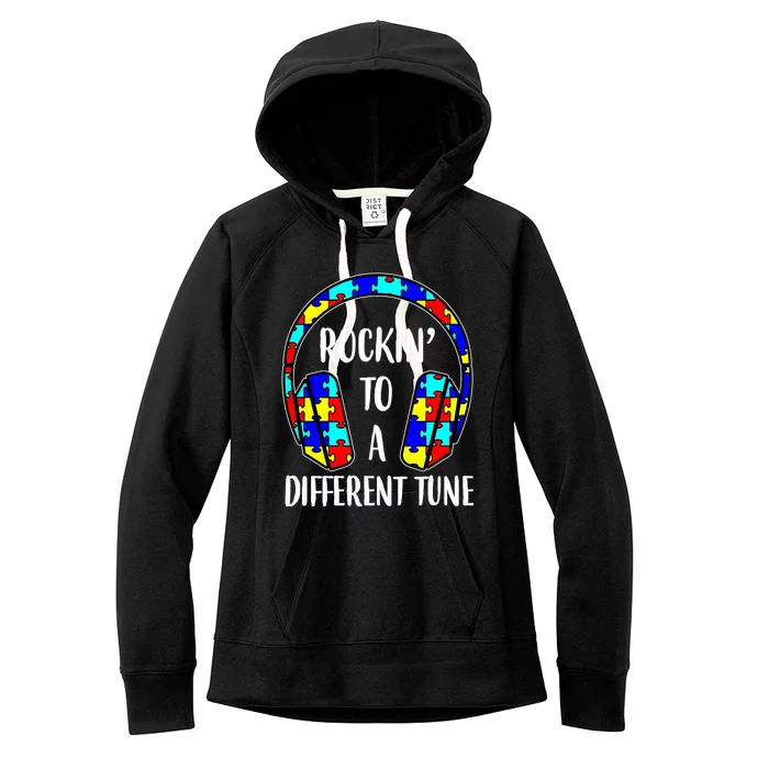 Rockin To A Different Tune Autism Awareness Women's Fleece Hoodie