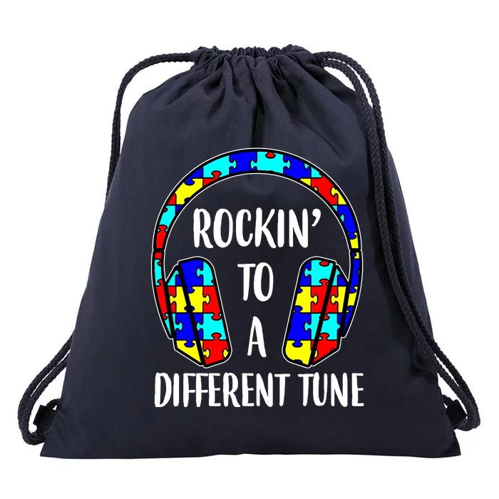 Rockin To A Different Tune Autism Awareness Drawstring Bag