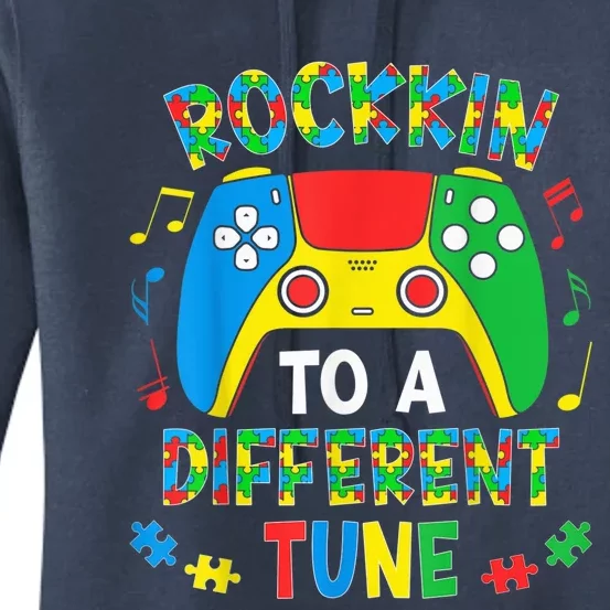 Rocking To A Different Tune Autism Awareness Gamer boy kid Women's Pullover Hoodie