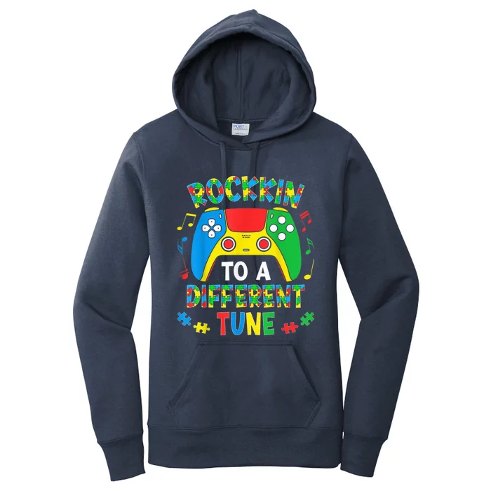 Rocking To A Different Tune Autism Awareness Gamer boy kid Women's Pullover Hoodie