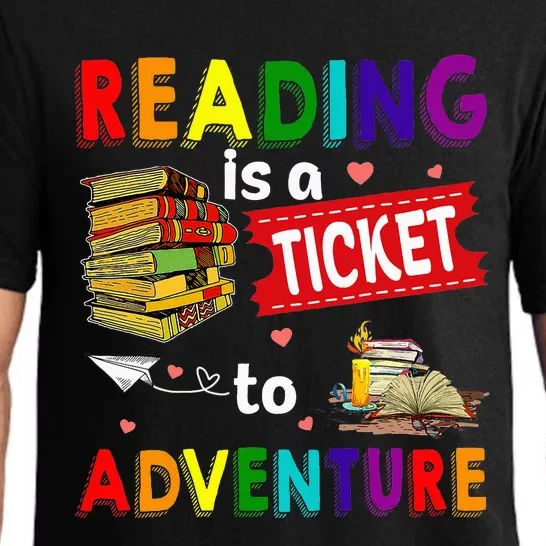 Reading Ticket Adventure Library Teacher Student Book Lovers Pajama Set