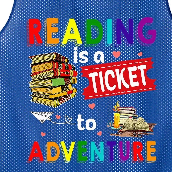 Reading Ticket Adventure Library Teacher Student Book Lovers Mesh Reversible Basketball Jersey Tank