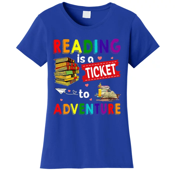 Reading Ticket Adventure Library Teacher Student Book Lovers Women's T-Shirt