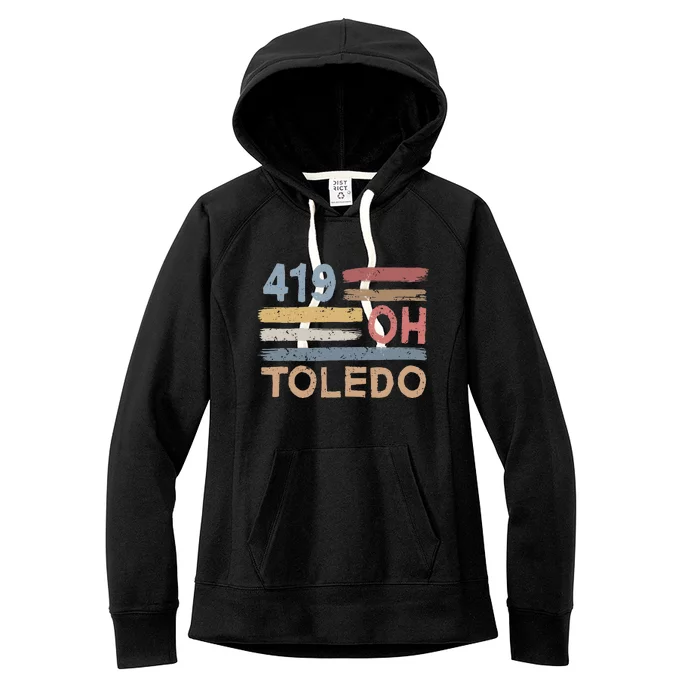 Retro Toledo Area Code 419 Residents State Ohio Women's Fleece Hoodie