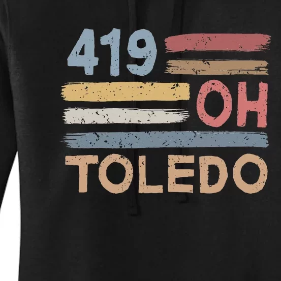 Retro Toledo Area Code 419 Residents State Ohio Women's Pullover Hoodie