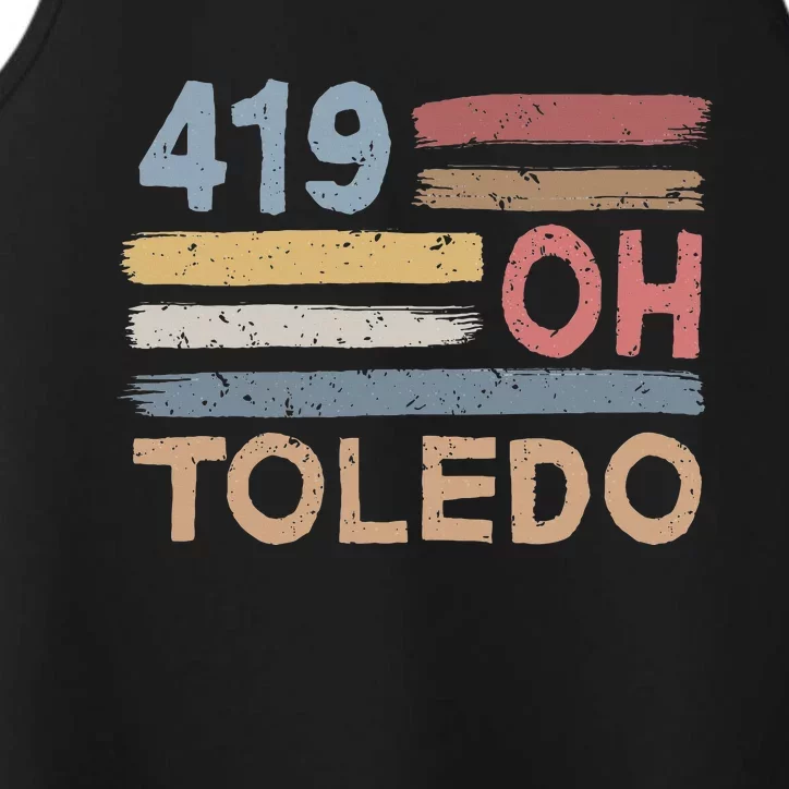 Retro Toledo Area Code 419 Residents State Ohio Performance Tank