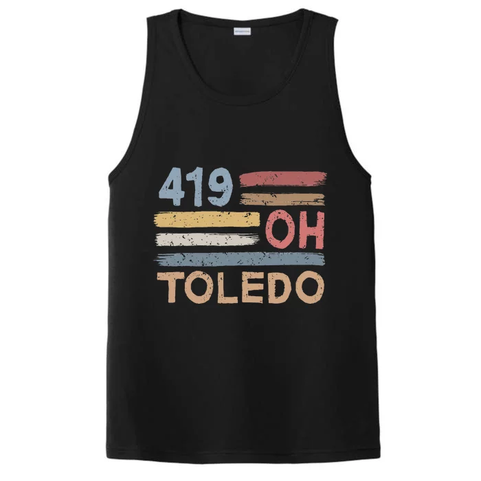 Retro Toledo Area Code 419 Residents State Ohio Performance Tank