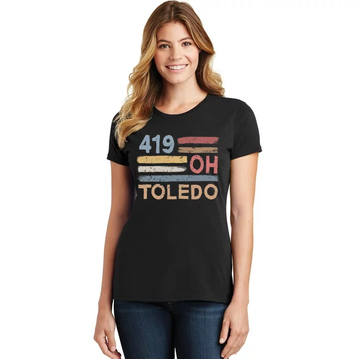 Retro Toledo Area Code 419 Residents State Ohio Women's T-Shirt