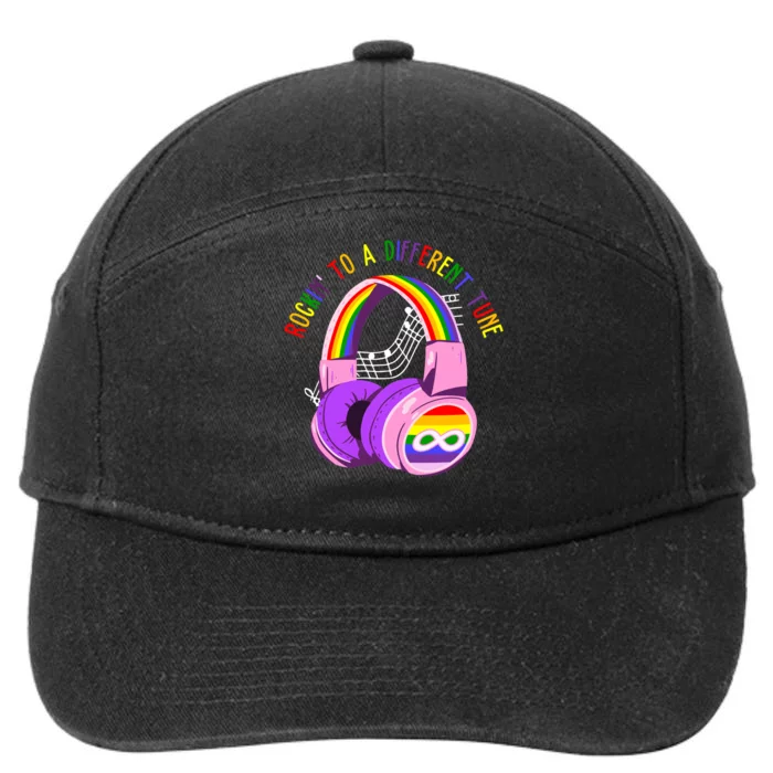 Rockin To A Different Tune Rainbow Autism Awareness 7-Panel Snapback Hat