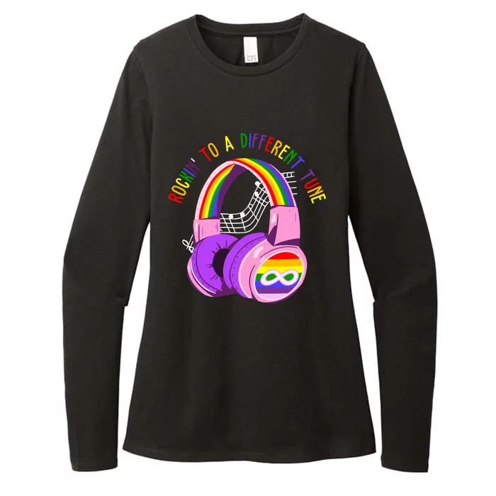 Rockin To A Different Tune Rainbow Autism Awareness Womens CVC Long Sleeve Shirt