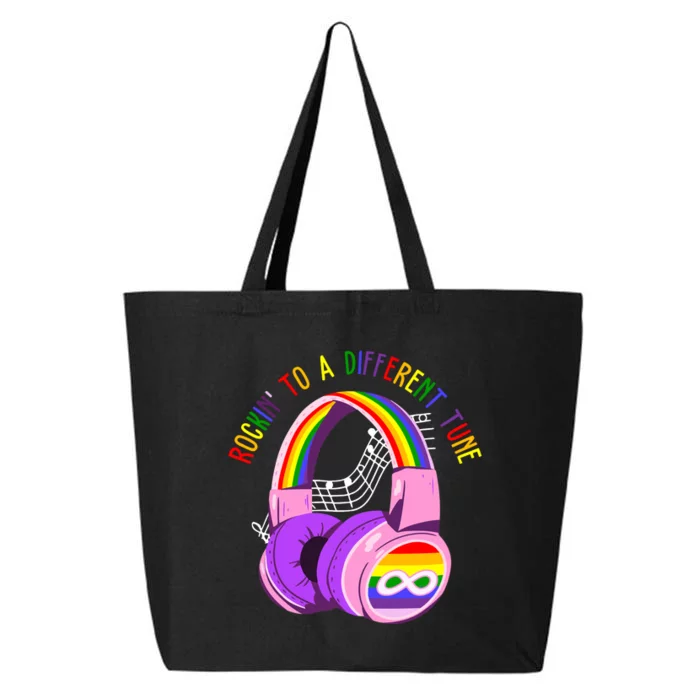 Rockin To A Different Tune Rainbow Autism Awareness 25L Jumbo Tote