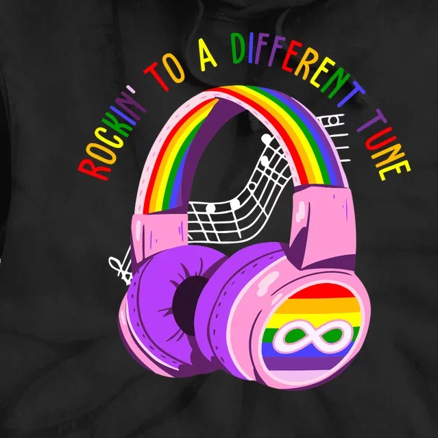 Rockin To A Different Tune Rainbow Autism Awareness Tie Dye Hoodie