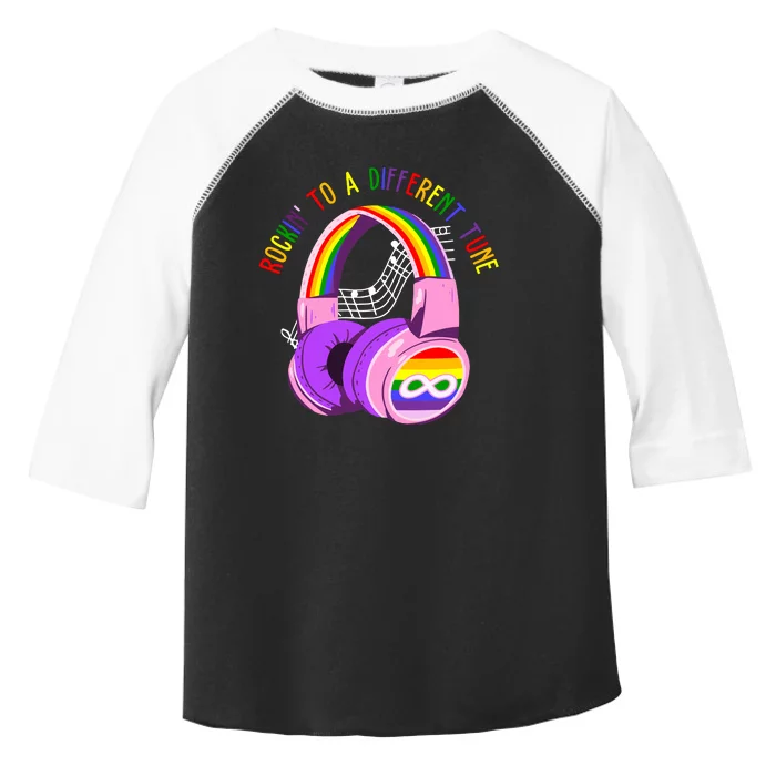 Rockin To A Different Tune Rainbow Autism Awareness Toddler Fine Jersey T-Shirt