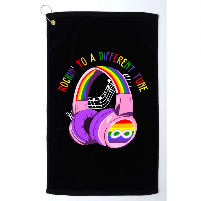 Rockin To A Different Tune Rainbow Autism Awareness Platinum Collection Golf Towel