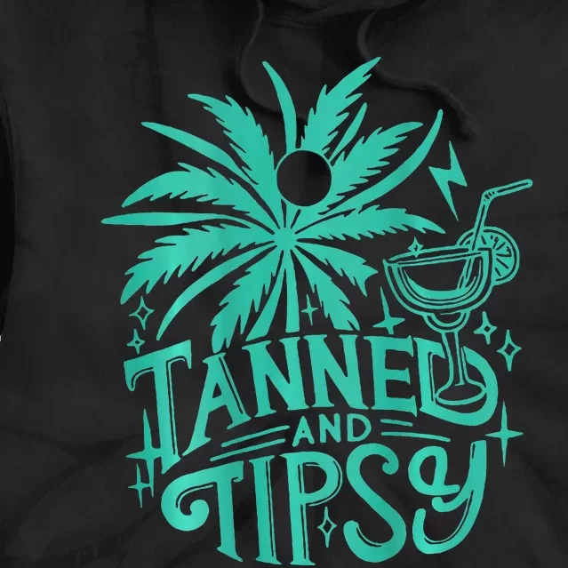 Retro Tanned And Tipsy Beach Summer Vacation Tie Dye Hoodie