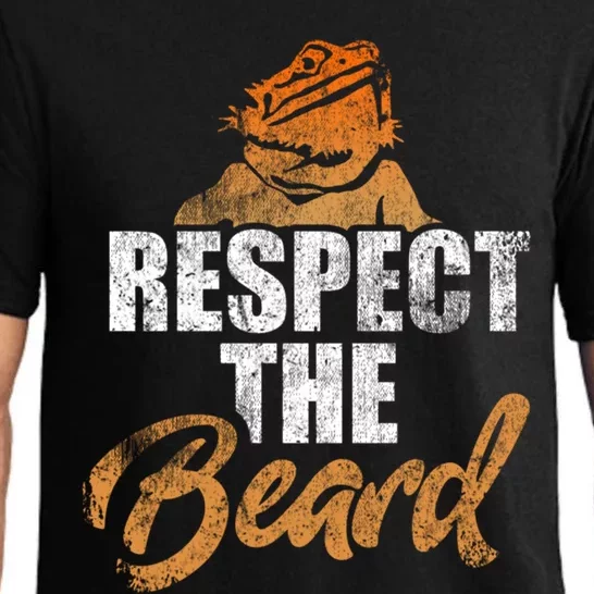 Respect The Beard Bearded Dragon Distressed Great Gift Pajama Set