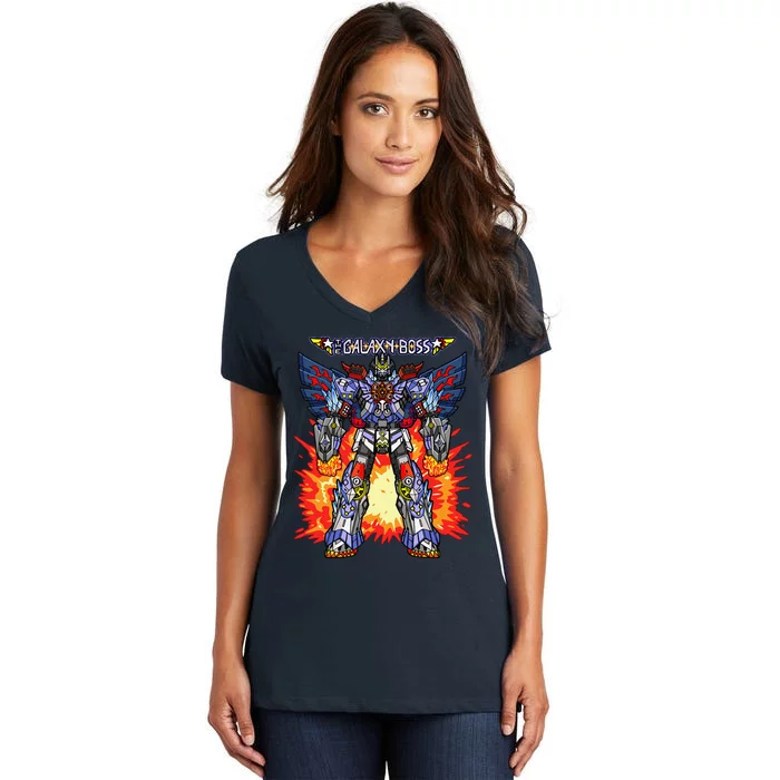 Recess Time Boss Time Galaxy Boss Robot Women's V-Neck T-Shirt