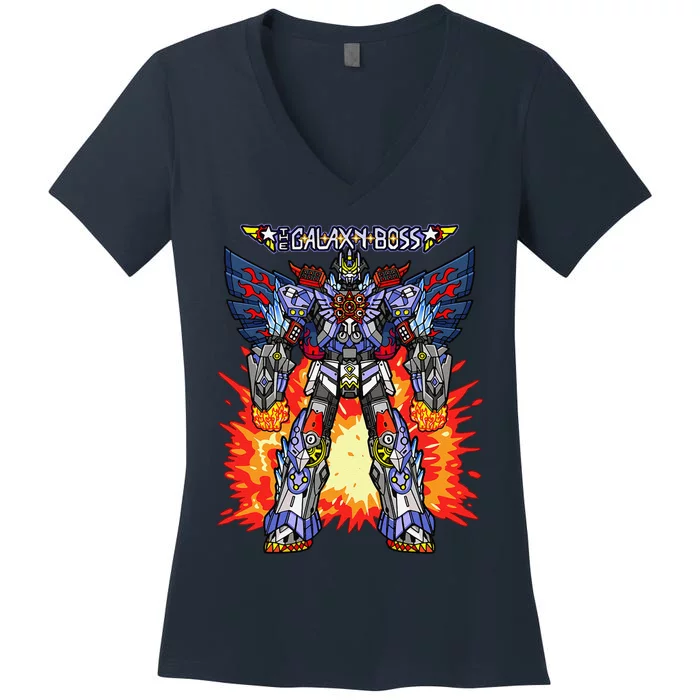 Recess Time Boss Time Galaxy Boss Robot Women's V-Neck T-Shirt