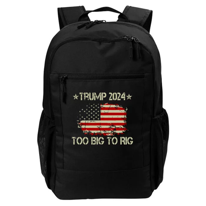 Retro Too Big To Rig Trump Quote President 2024 Us Flag Daily Commute Backpack