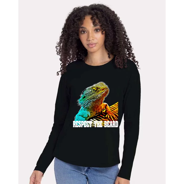 Respect The Beard Funny Bearded Dragon Gift Womens Cotton Relaxed Long Sleeve T-Shirt