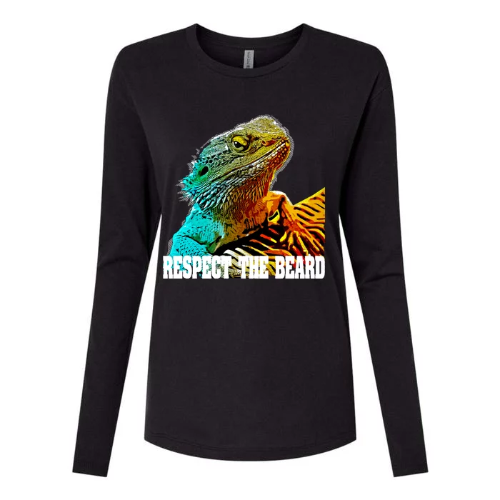 Respect The Beard Funny Bearded Dragon Gift Womens Cotton Relaxed Long Sleeve T-Shirt