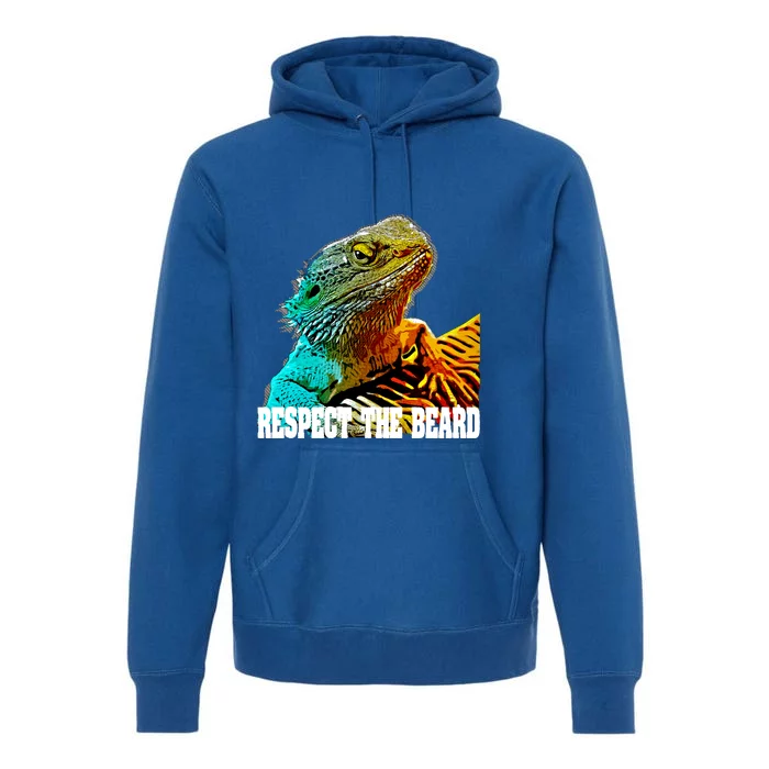 Respect The Beard Funny Bearded Dragon Gift Premium Hoodie