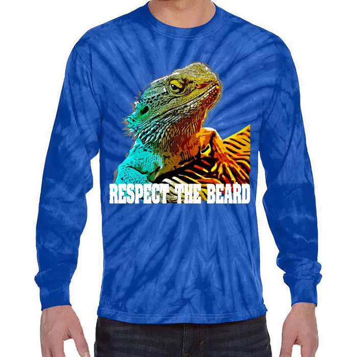 Respect The Beard Funny Bearded Dragon Gift Tie-Dye Long Sleeve Shirt