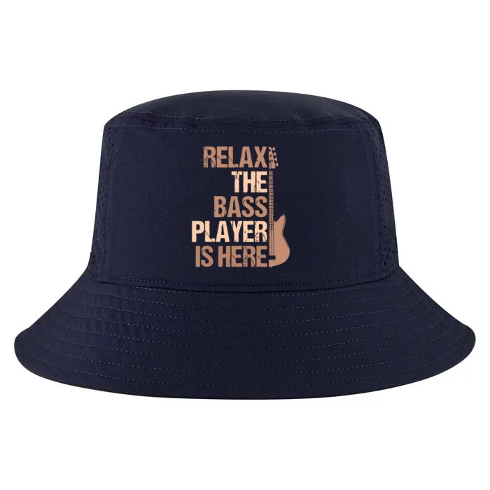 Relax The Bass Player Is Here For A Guitarist Gift Cool Comfort Performance Bucket Hat