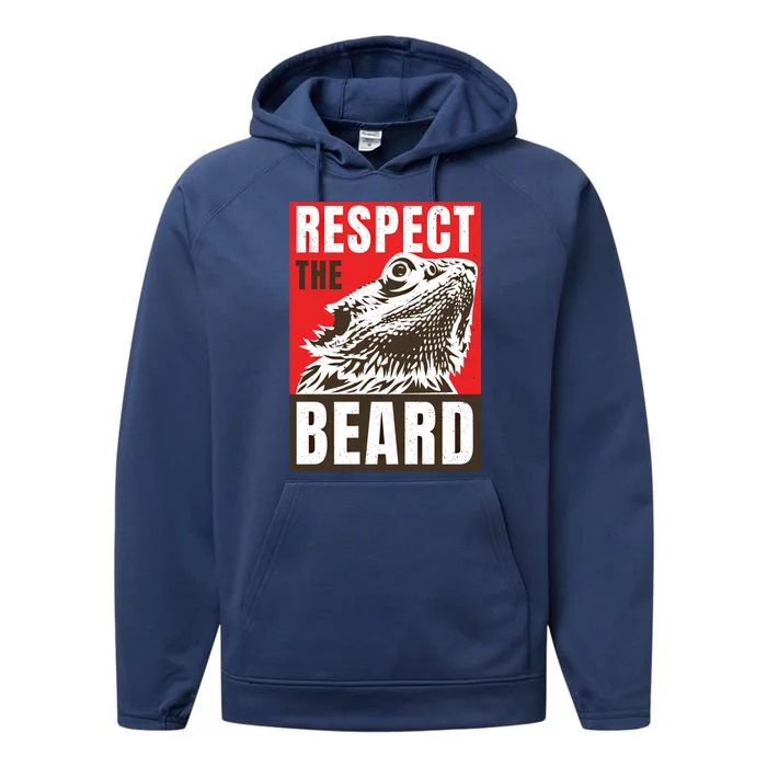 Respect The Bearded Dragon Bearded Dragon Daddy Lizard Cool Gift Performance Fleece Hoodie