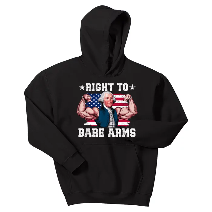 Right To Bare Arms Us Flag 4th Of July Funny Gym Workout Kids Hoodie