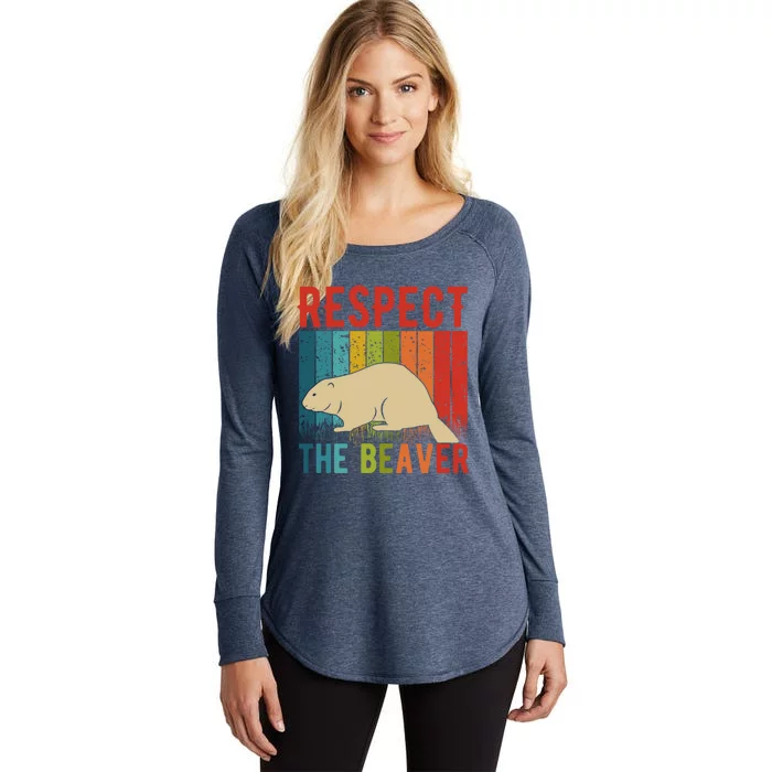 Respect The Beaver For Beaver Lover And Gift Women's Perfect Tri Tunic Long Sleeve Shirt