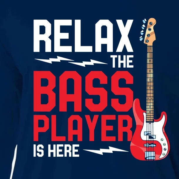 Relax The Bass Player Is Here Funny Music Bassist Guitar Cooling Performance Long Sleeve Crew