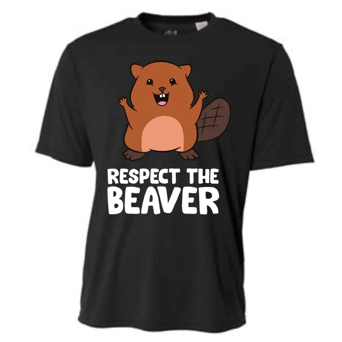 Respect The Beaver Funny Beaver Cooling Performance Crew T-Shirt