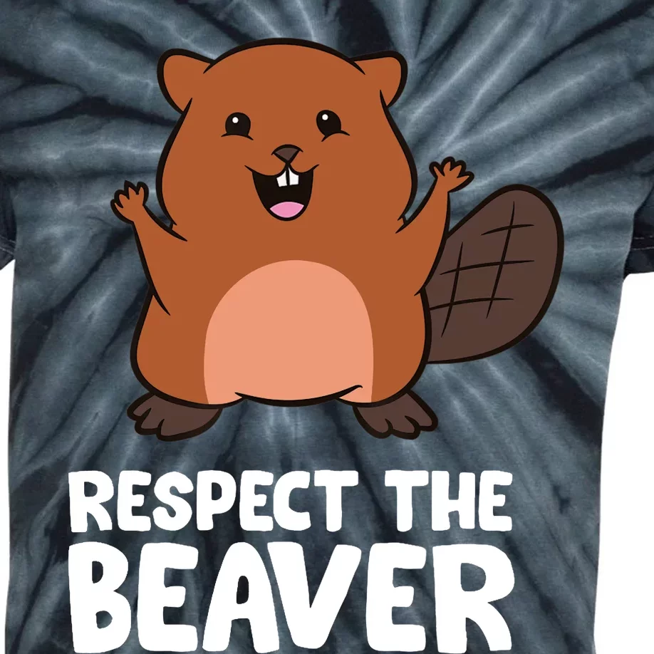 Respect The Beaver Funny Beaver Kids Tie-Dye T-Shirt